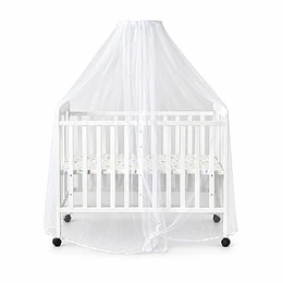 Cuna Plegable Con Ruedas Blanca Madera Maciza Kidscool Con Colchón Y Mosquitero -Preventa 04 de Noviembre