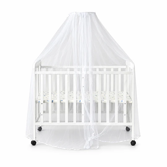 Cuna Plegable Con Ruedas Blanca Madera Maciza Kidscool Con Colchón Y Mosquitero -Preventa 04 de Noviembre