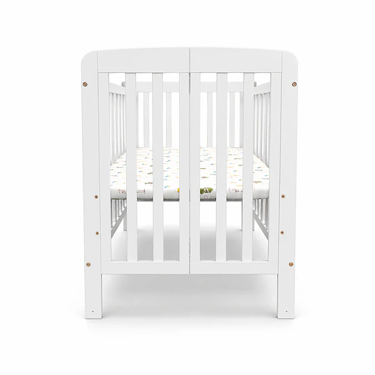 Cuna Plegable Con Ruedas Blanca Madera Maciza Kidscool Con Colchón Y Mosquitero -Preventa 04 de Noviembre