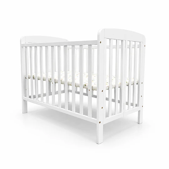 Cuna Plegable Con Ruedas Blanca Madera Maciza Kidscool Con Colchón Y Mosquitero -Preventa 04 de Noviembre
