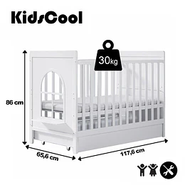 Cuna 2 Funciones Evolutiva Blanca Madera Kidscool Con Colchón -Preventa 04 de Noviembre