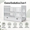 Cuna 2 Funciones Evolutiva Blanca Madera Kidscool Con Colchón -Preventa 04 de Noviembre