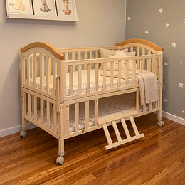 Cuna Colecho Corral Madera Natural con Mudador Kidscool -Preventa 04 de Noviembre 