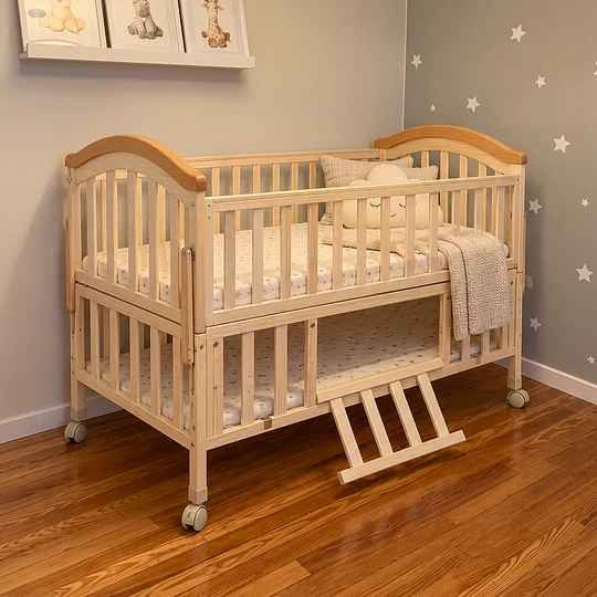 Cuna Colecho Corral Madera Natural con Mudador Kidscool -Preventa 04 de Noviembre 
