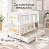 Cuna Multifunción Madera Osito Con Luz Mesa Apoyo Y Colchón Kidscool- Preventa 04 de Noviembre