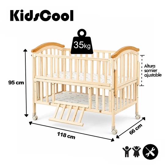 Cuna Colecho Corral Madera Natural con Mudador Kidscool -Preventa 04 de Noviembre 