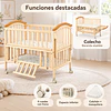 Cuna Colecho Corral Madera Natural con Mudador Kidscool -Preventa 04 de Noviembre 