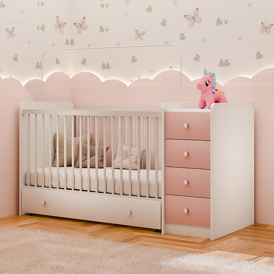 Cuna Con Comoda Top Baby Rosada -BOMBITA