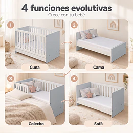 Cuna Colecho Multifuncional 4 en 1 Kidscool Blanca Evolutiva a Cama y Sofá- Preventa 14 de Noviembre
