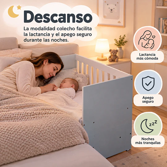 Cuna Colecho Multifuncional 4 en 1 Kidscool Blanca Evolutiva a Cama y Sofá- Preventa 14 de Noviembre