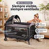 Retiro Express- Cuna Corral Plegable de Viaje Kidscool  con Mudador Organizador y Móvil 104 x 76 x 76 cm Gris