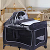 Retiro Express- Cuna Corral Plegable de Viaje Kidscool  con Mudador Organizador y Móvil 104 x 76 x 76 cm Gris