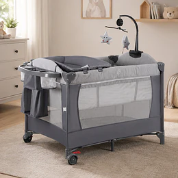 Retiro Express-Cuna Corral Plegable de Viaje Colecho Kidscool con Mudador Mosquitero y Organizador 104 x 76 x 76 cm Gris