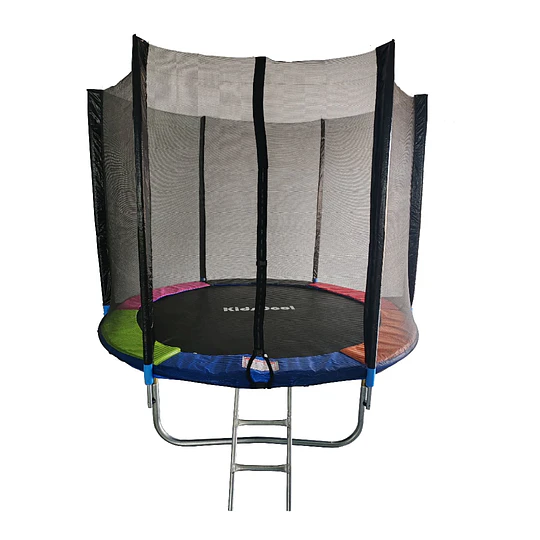 Retiro Express-Cama Elástica Infantil 8 Pies (2,44 m) Kidscool Rainbow con Malla de Seguridad y Escalera 