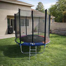 Retiro Express-Cama Elástica Infantil 8 Pies (2,44 m) Kidscool Rainbow con Malla de Seguridad y Escalera 