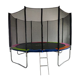 Retiro Express-Cama Elástica Rainbow 14 Pies (4,27 m) Kidscool con Malla de Seguridad, Escalera y Sistema T-Bar