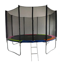 Retiro Express-Cama Elástica Rainbow 12 Pies (3,66 m) Kidscool con Malla de Seguridad, Escalera y Sistema T-Bar