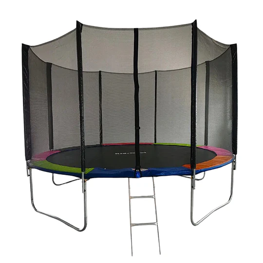 Retiro Express-Cama Elástica Rainbow 12 Pies (3,66 m) Kidscool con Malla de Seguridad, Escalera y Sistema T-Bar