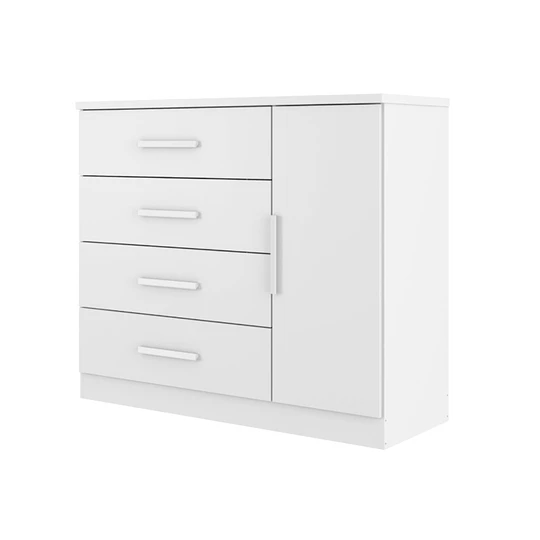 Cómoda Cajonera Blanca 1 puerta 98.7x114.6x43.8 cm MDP 4 Cajones
