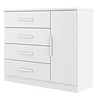 Cómoda Cajonera Blanca 1 puerta 98.7x114.6x43.8 cm MDP 4 Cajones
