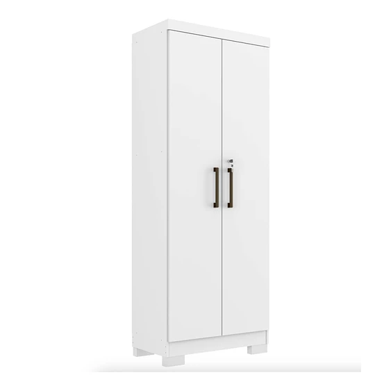 Estante Con Puertas Multiuso Blanco Mate Cinza
