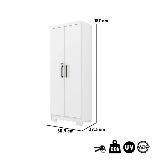Estante Con Puertas Multiuso Blanco Mate Cinza