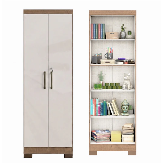 Armario Multiuso 2 Puertas con Llave Canela Arena 187x60.9x37.3 cm MDP
