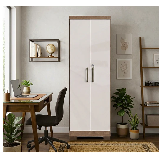 Armario Multiuso 2 Puertas con Llave Canela Arena 187x60.9x37.3 cm MDP