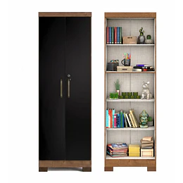 Armario Multiuso 2 Puertas con Llave Canela Negro 187x60.9x37.3 cm MDP 