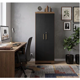 Armario Multiuso 2 Puertas con Llave Canela Negro 187x60.9x37.3 cm MDP 