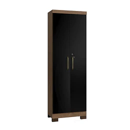 Armario Multiuso 2 Puertas con Llave Canela Negro 187x60.9x37.3 cm MDP 