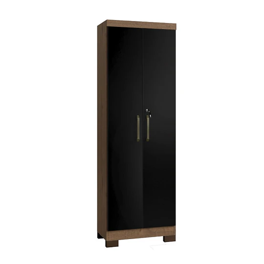 Armario Multiuso 2 Puertas con Llave Canela Negro 187x60.9x37.3 cm MDP 