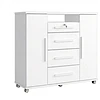 Cómoda Multifuncional Blanca 119x135x44.8 cm MDP 4 Cajones 2 Puertas