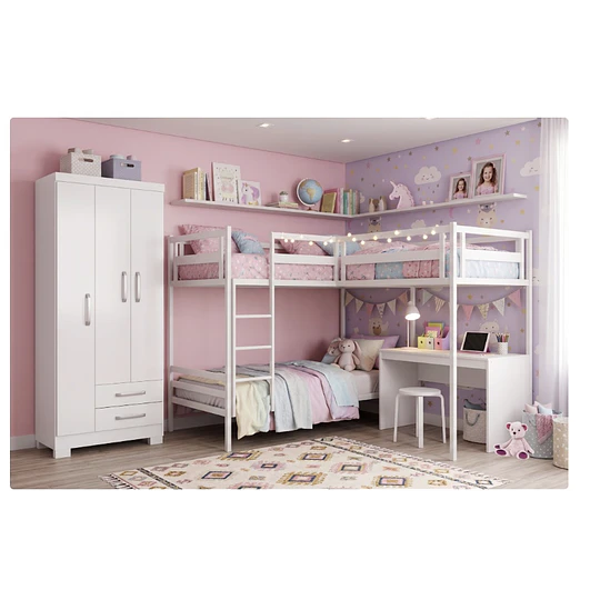 Clóset Ropero Francia Blanco 3 Puertas 2 Cajones MDP 187.4x83.2x47.3 cm