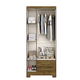Clóset Ropero Francia Canela 3 Puertas 2 Cajones MDP 187.4x83.2x47.3 cm
