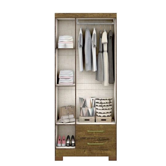 Clóset Ropero Francia Canela 3 Puertas 2 Cajones MDP 187.4x83.2x47.3 cm