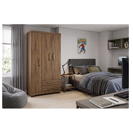 Clóset Ropero Francia Canela 3 Puertas 2 Cajones MDP 187.4x83.2x47.3 cm