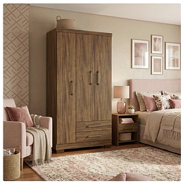 Clóset Ropero Francia Canela 3 Puertas 2 Cajones MDP 187.4x83.2x47.3 cm