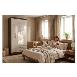 Clóset Ropero Canela Arena 3 Puertas 2 Cajones MDP 187.4x83.2x47.3 cm