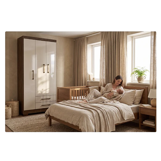 Clóset Ropero Canela Arena 3 Puertas 2 Cajones MDP 187.4x83.2x47.3 cm