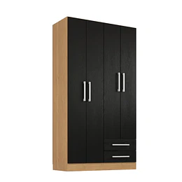 Clóset Ropero 4 Puertas 2 Cajones Canela Negro 174.3x90.4x37.8 cm MDP