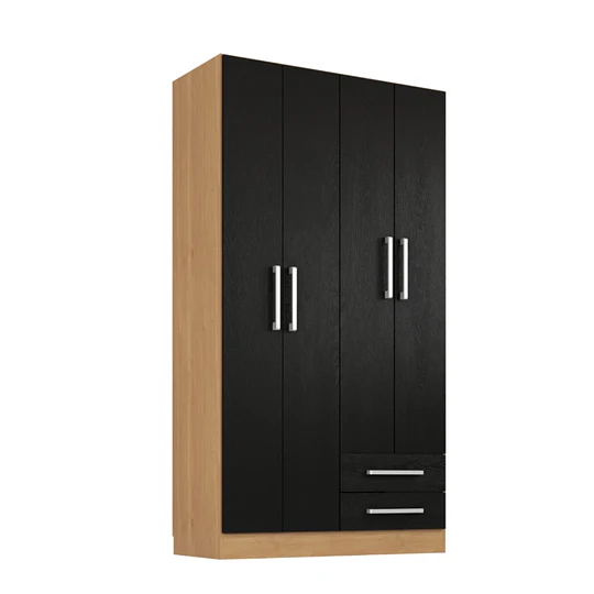 Clóset Ropero 4 Puertas 2 Cajones Canela Negro 174.3x90.4x37.8 cm MDP