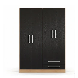 Clóset Ropero 4 Puertas 2 Cajones Canela Negro 174.3x90.4x37.8 cm MDP