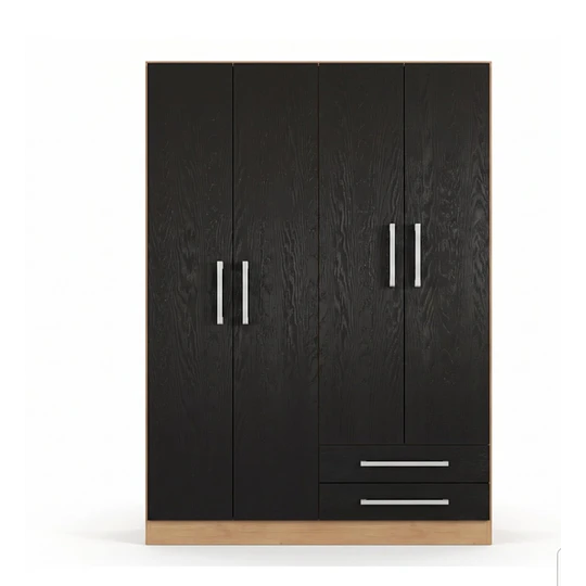 Clóset Ropero 4 Puertas 2 Cajones Canela Negro 174.3x90.4x37.8 cm MDP
