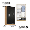 Clóset Ropero 4 Puertas 2 Cajones Canela Negro 174.3x90.4x37.8 cm MDP