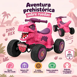 Retiro Express-Cuatrimoto Eléctrica Infantil 12V Dino Rex Rosada 