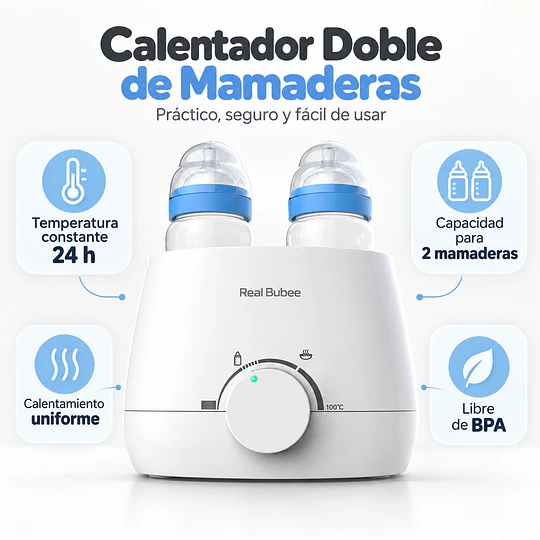  Calentador de Mamaderas y Leche Materna Mantiene Temperatura Constante Doble Kidscool Blanco - Calentador Térmico Libre de BPA 