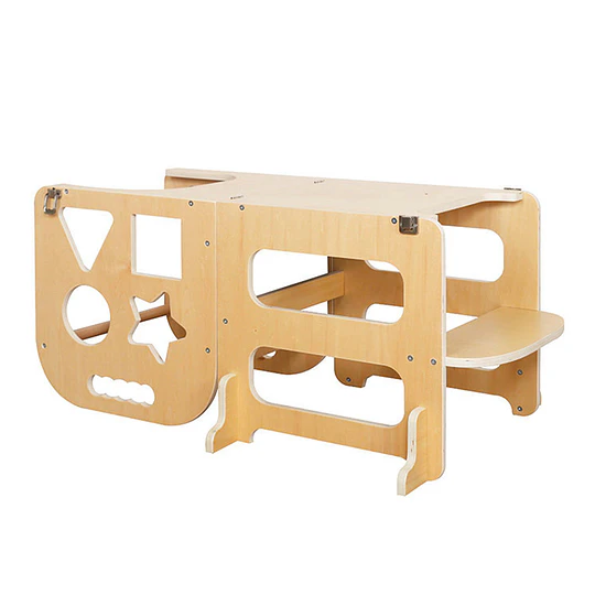 Torre De Aprendizaje Madera Infantil 3 En 1 Mesa Pizarra Kidscool 