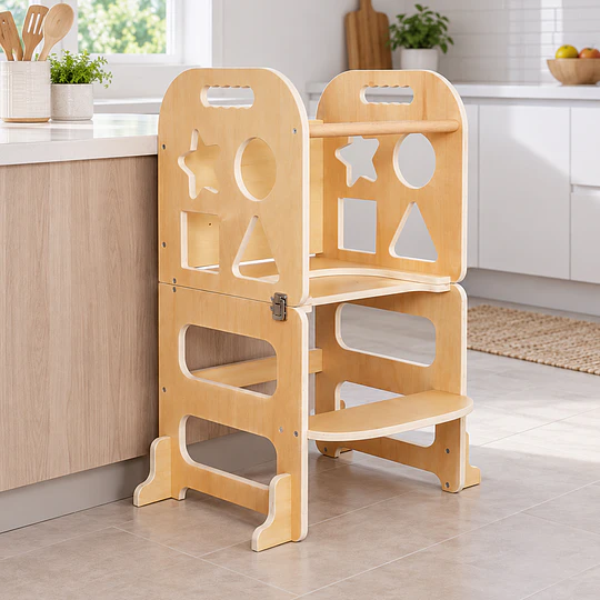 Torre De Aprendizaje Madera Infantil 3 En 1 Mesa Pizarra Kidscool 