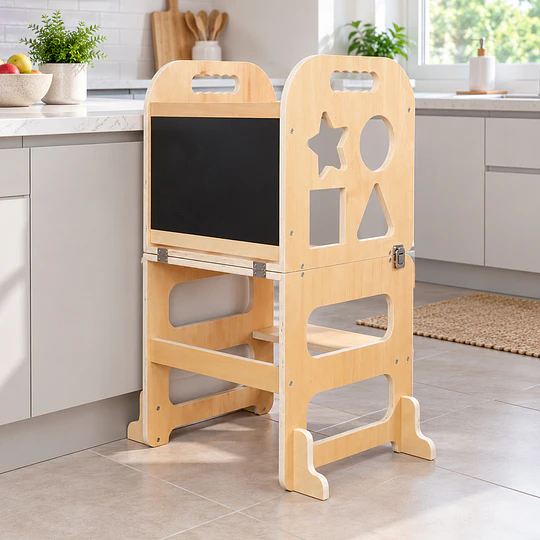 Torre De Aprendizaje Madera Infantil 3 En 1 Mesa Pizarra Kidscool 